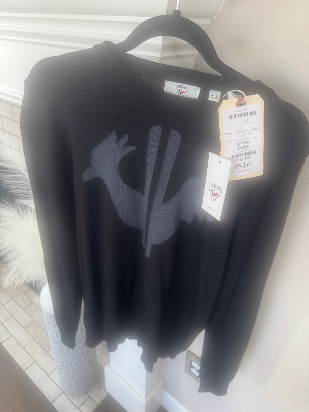Rossignol Black Crewneck Sweater with Gray Logo